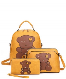 Fashion Bear 3-in-1 Backpack Set BZ-XM21204T3 MUSTARD